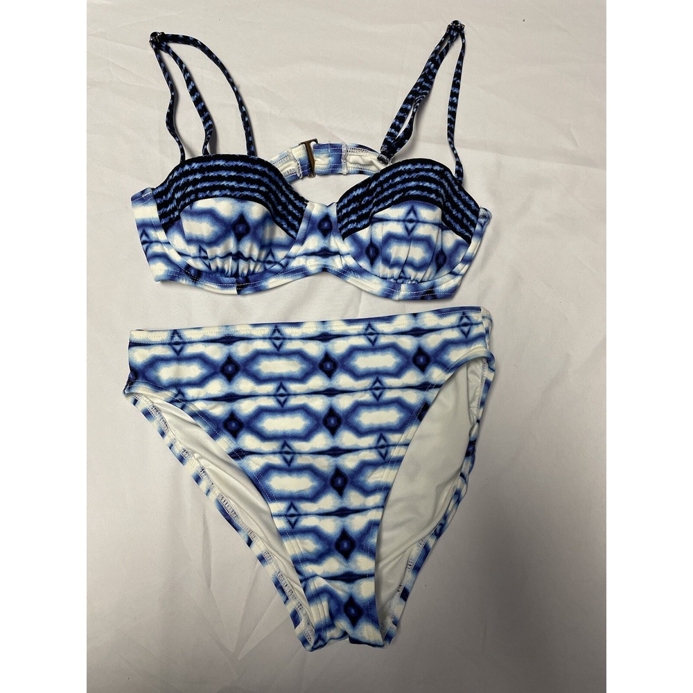 Michael Kors Bra Top & Bikini XS Swimsuit BLUE TIE DYED SI22